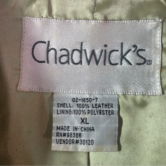 Chadwick’s XL Genuine Leather Jacket Sage Green Pearlized Zip Front Y2K - Picture 3 of 11
